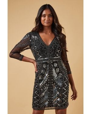 Oasis Occasion Mesh Embellished Mini Dress - Black