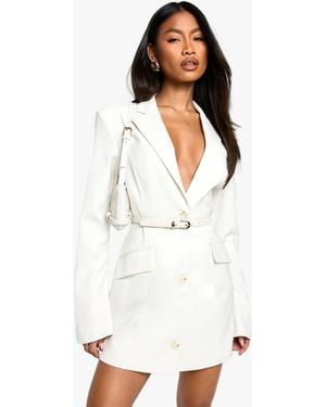 Boohoo Tailored Structred Blazer Dress - White