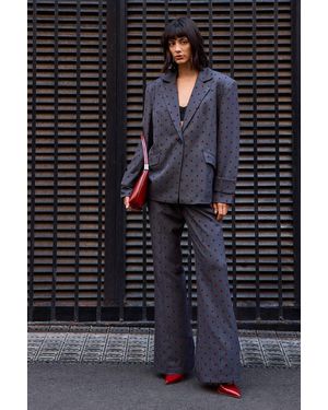 Warehouse Burgundy Velvet Spot Blazer Co-Ord - Gray