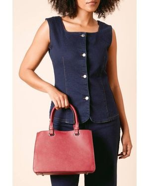Dorothy Perkins Stockport Faux Leather Tote Bag With Cross Body Strap - Blue