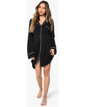 Boohoo Maternity Super Soft Modal Contrast Nightie - Black