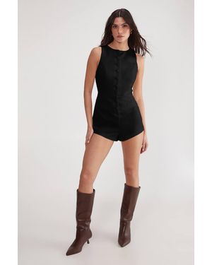 Nasty Gal Essentials Tailored Romper - Black
