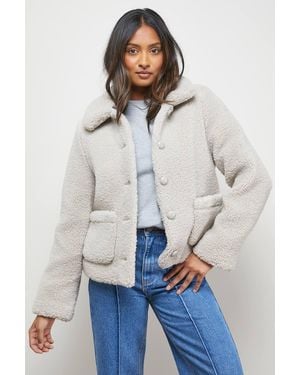 Oasis Teddy Shearling Button Through Short Jacket - White