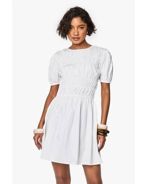 Boohoo Tall Ruched Poplin Skater Mini Dress - White