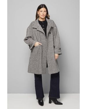 Wallis Short Funnel Neck Twill Coat - Gray