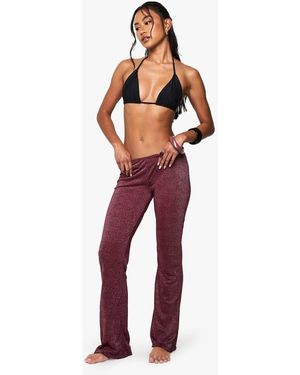 Boohoo Premium Swim Glitter Beach Pants - Red