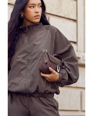 Boohoo Hardware Buckle Detail Shoulder Bag - Gray