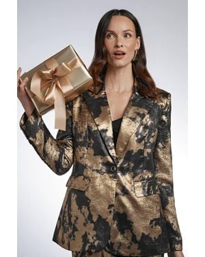 Wallis Metallic Foil Button Blazer - Gray