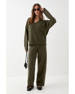 MissPap Knitted Wide Leg Pants - Green