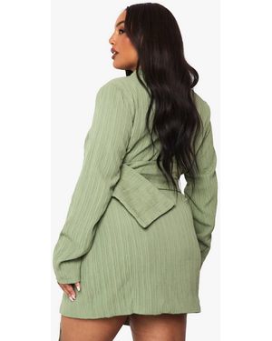 Boohoo Tailored Belt Detail Blazer Dress in White | Lyst