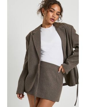 Boohoo Wool Look Mini Skirt - Natural