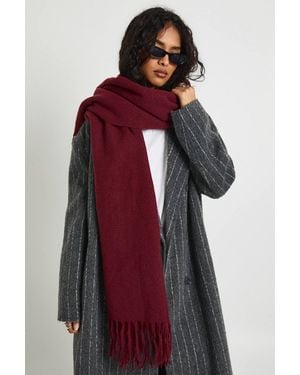 Boohoo Tassel Lightweight Blanket Scarf - Red