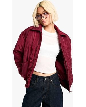 Boohoo Oversized Bomber Jacket - Red