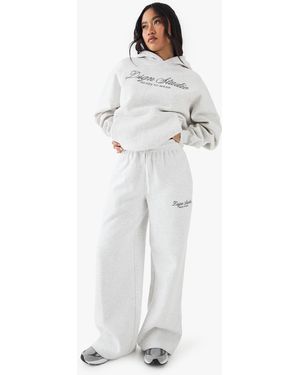 Boohoo Embroidered Straight Leg Jogger - White