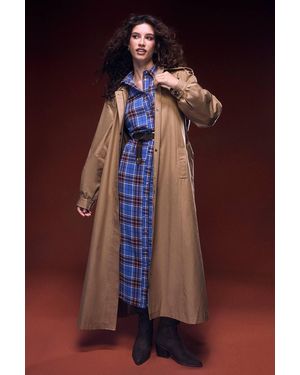 Wallis Flannel Seam Detail Belted Shirt Dress - Blue