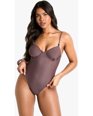 Boohoo Bañador Con Ribete De Resina - Morado
