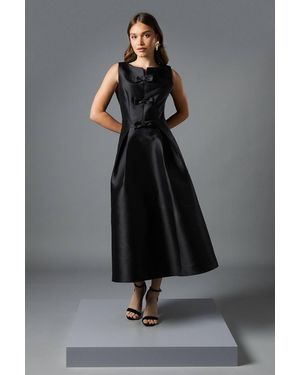 Coast Bow Detail Full Skirt Midi Dress - Black