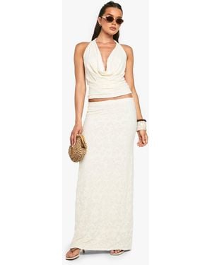 Boohoo Floral Jaquard Column Maxi Skirt - White