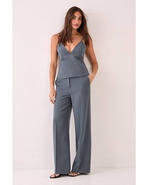Nasty Gal Straight Leg Buckle Detail Tailored Pants - Blue