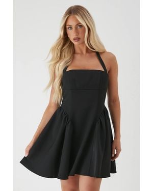 MissPap Halterneck Voluminous Skirt Mini Dress - Black