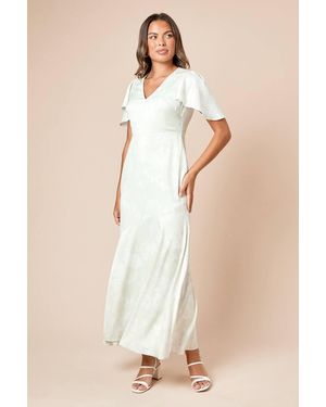 Dorothy Perkins Dp Luxe Angel Sleeve V Neck Maxi Dress - Natural