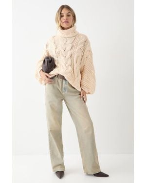 MissPap Chunky Cable Knitted Sweater - Natural