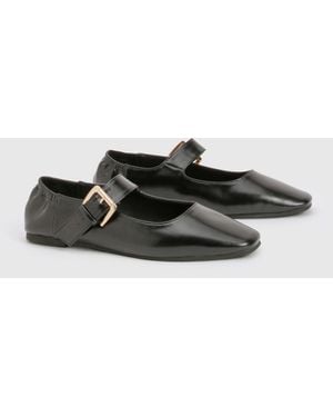 Boohoo Buckle Detail Mary Jane Flats - Azul