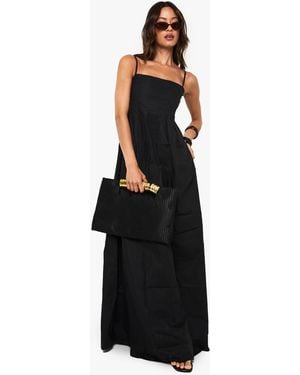 Boohoo Tall Cotton Poplin Seam Detail Square Neck Maxi Dress - Black