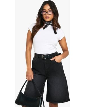 Boohoo Petite Denim Jort - Black