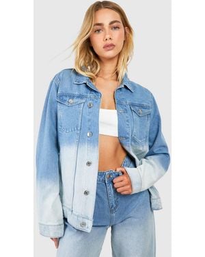 Boohoo Light Wash Ombre Denim Jacket - Blue