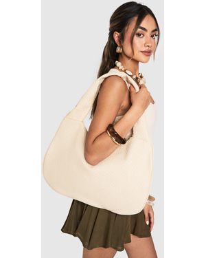 Boohoo Textured Tote Bag - Natural