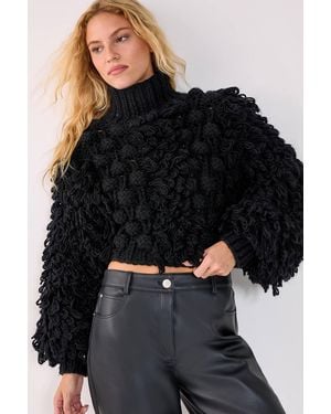 Nasty Gal Loopy Bobble Mix High Neck Cropped Sweater - Black