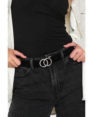 Boohoo Faux Suede Double Ring Boyfriend Belt - Black