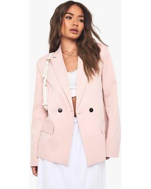 Boohoo Pocket Detail Oversized Blazer - Pink