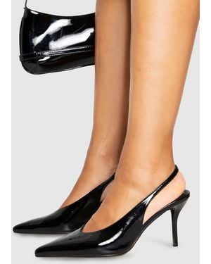 Boohoo Patent Effect Slingback Court Shoe Heels - Black