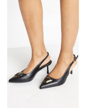 Boohoo Wide Fit Hardware Detail Slingback Court Shoe Heels - Black