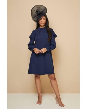 Wallis Petite Frill Cape High Neck - Blue