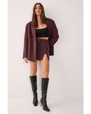 Nasty Gal Belted Split Mini Skirt - Red