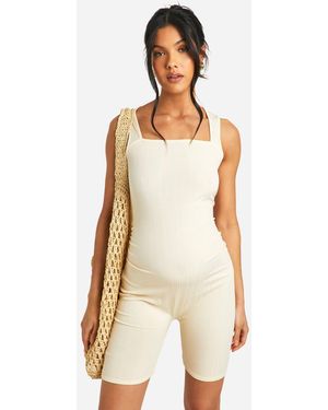 Boohoo Maternity Sleeveless Short Unitard - Natural