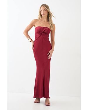 MissPap Knot Detail Detachable Strap Bridesmaid Dress - Red