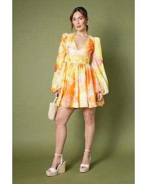 Coast V Neck Long Sleeve Organza Midi Dress - Green