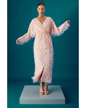 Coast Muse Long Sleeve Embroidered Maxi Dress in Blue | Lyst