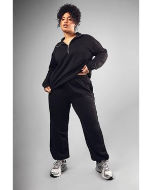 DSGN Studio Plus Embroidered Cuffed Oversized Jogger - Black