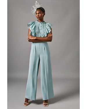 Coast Frill Lace Sleeveless Jumpsuit - Gray