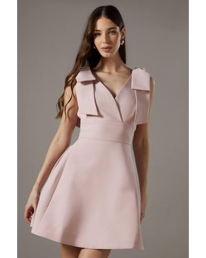 Coast Skater Mini Dress With Bow Straps - Brown