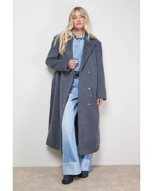 Oasis Brushed Belted Coat - Blue