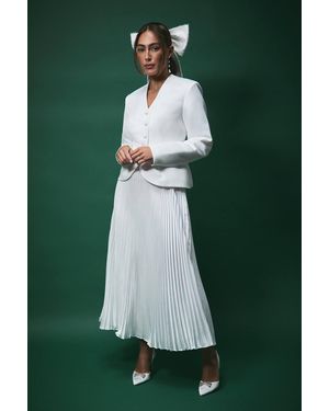 Coast Lisa Tan Pleated Bridal Maxi Skirt - Green