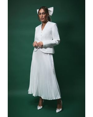 Coast Lisa Tan Pleated Bridal Maxi Skirt - Green