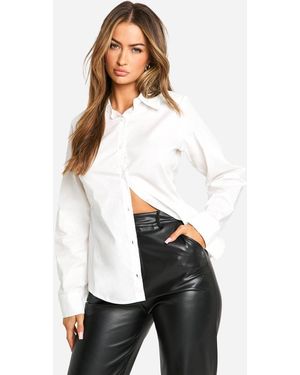 Boohoo Buckle Detail Open Back Shirt - White