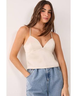 Nasty Gal Satin Tie Back Cami Top - Blue